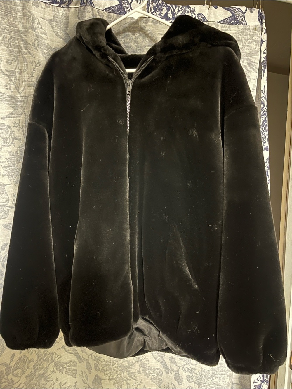 Fabulous Furs Black Faux Fur Jacket with Hood
